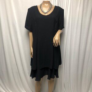 Randi May Collection Dress Womens Size 18 Black Tiered Ruffle Short Sleeves